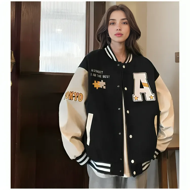 Veste Universitaire Veste Baseball Femme Bomber Veste Style