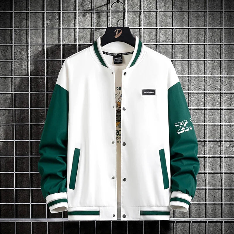 Veste Universitaire Homme Rocawear - Taille 2XL - Vert Olive Et Blanc - Style Vintage Confortable
